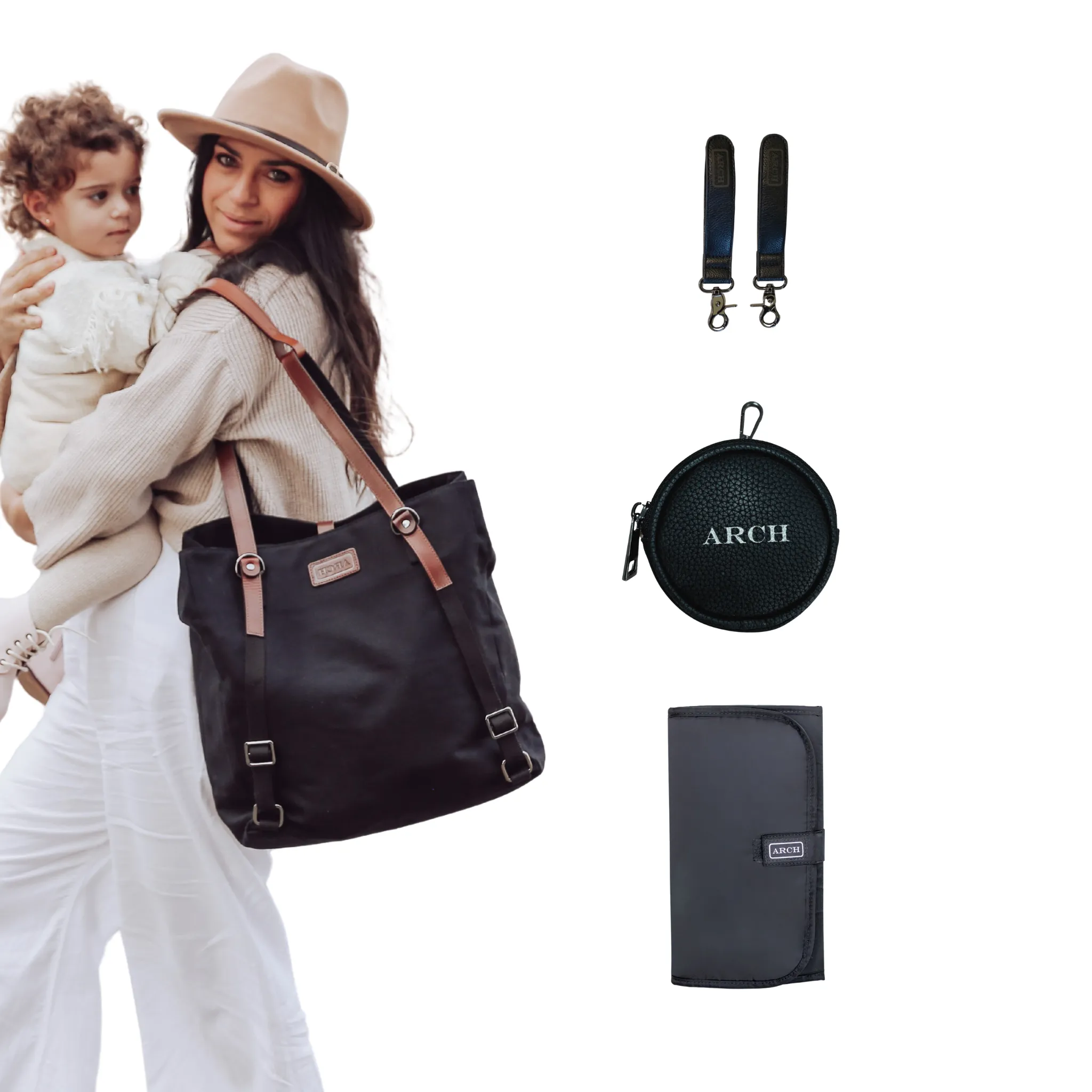 Arch Original Nappy Bag Bundle - Black