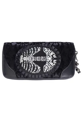 Banned Apparel Goth Steampunk Flocked Ribcage Skeleton Cameo Zip Around Wallet