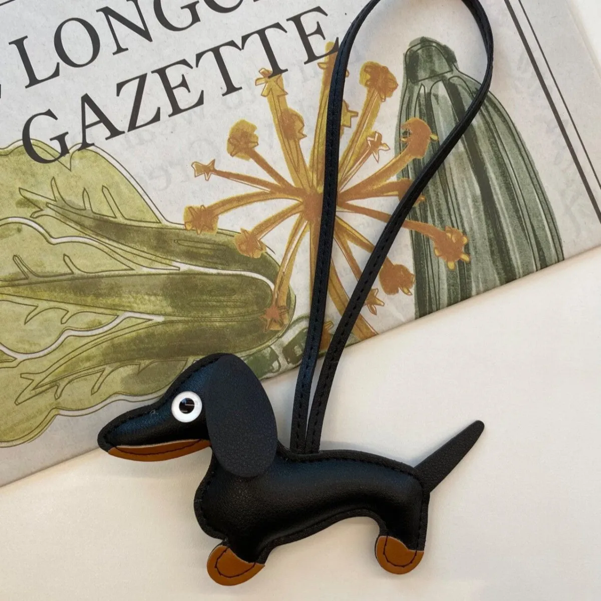 Black Leather Dachshund Charm