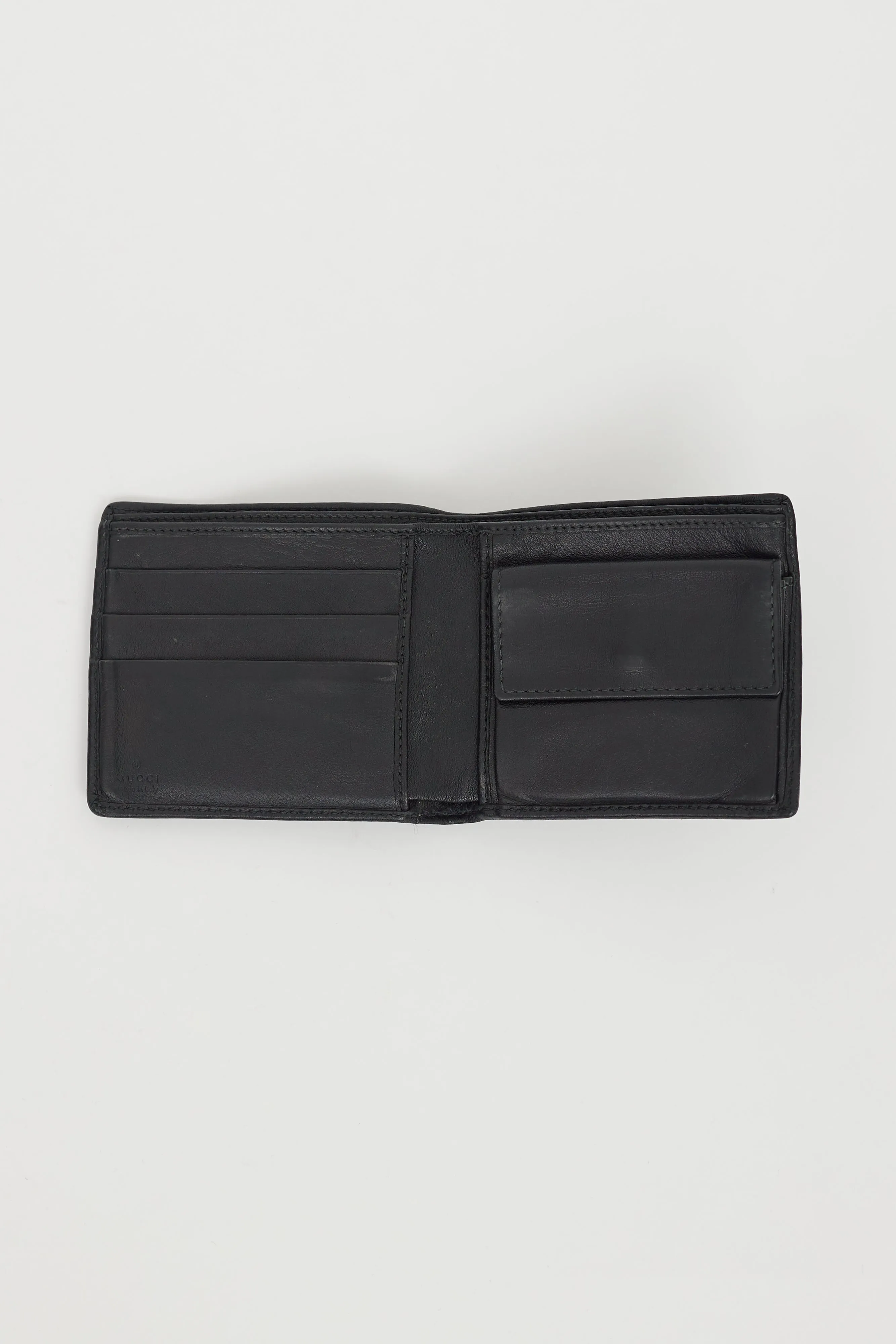 Black Leather Guccissima Bi-Fold Wallet