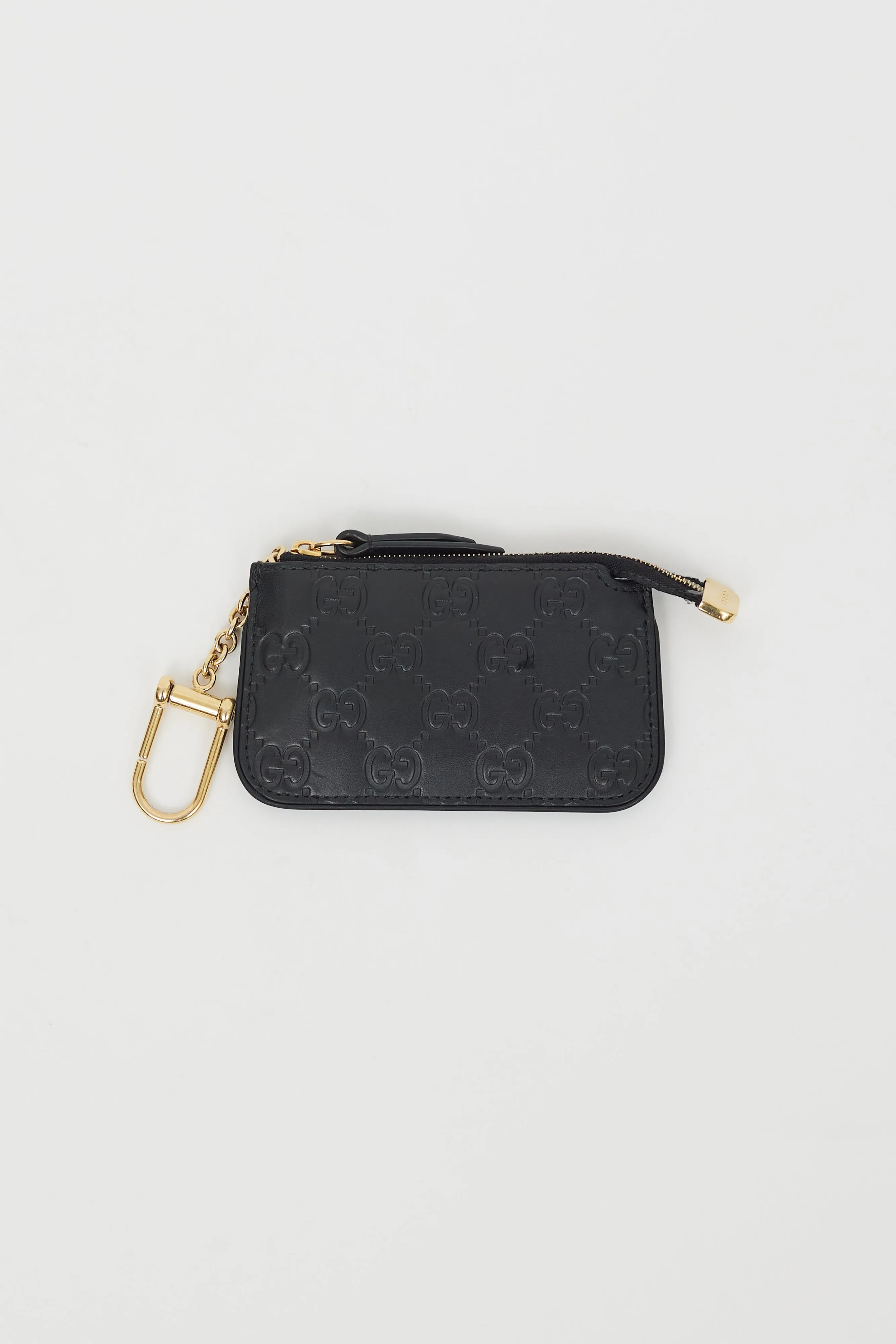 Black Leather Guccissima Key Coin Purse