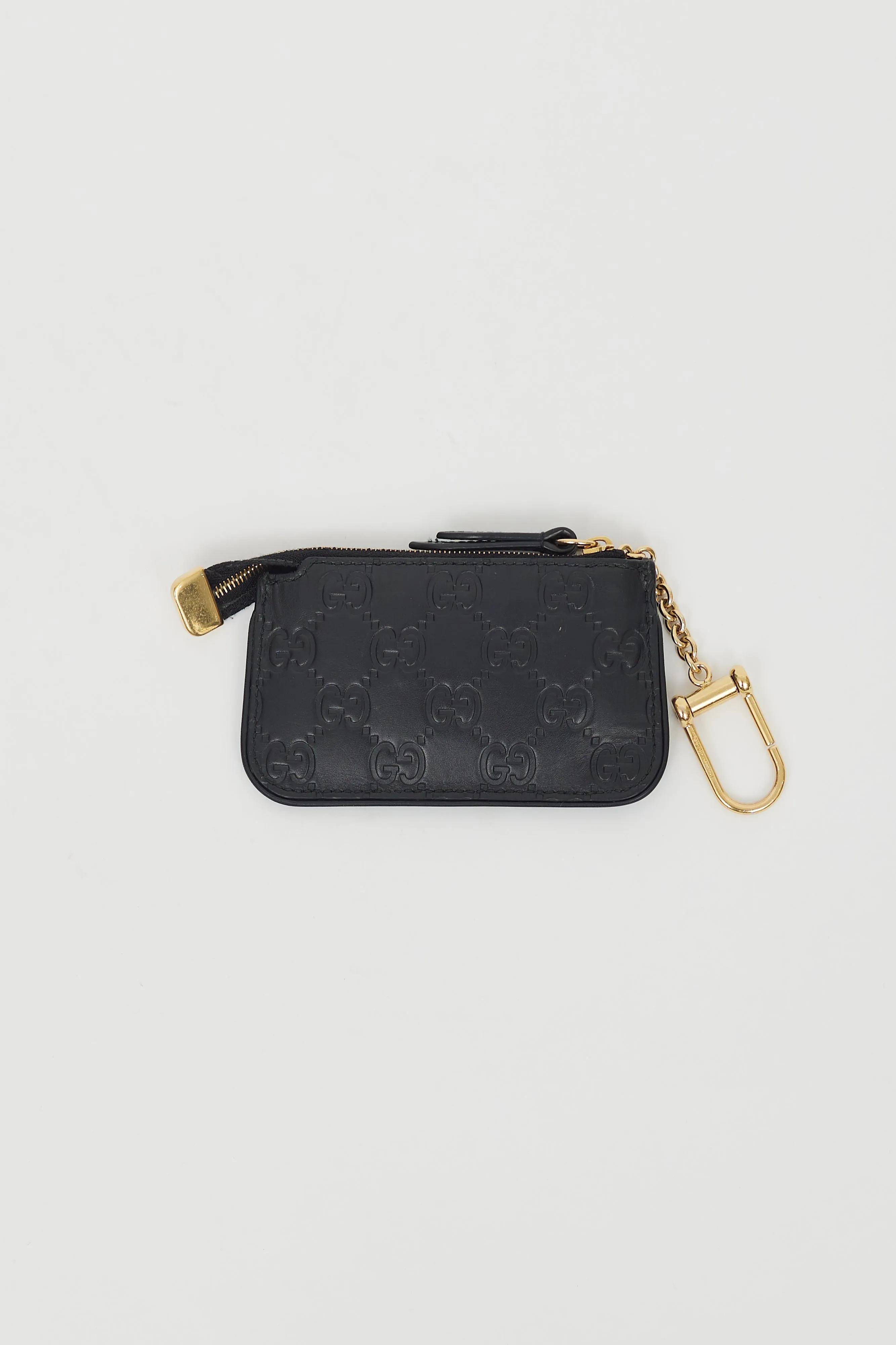 Black Leather Guccissima Key Coin Purse