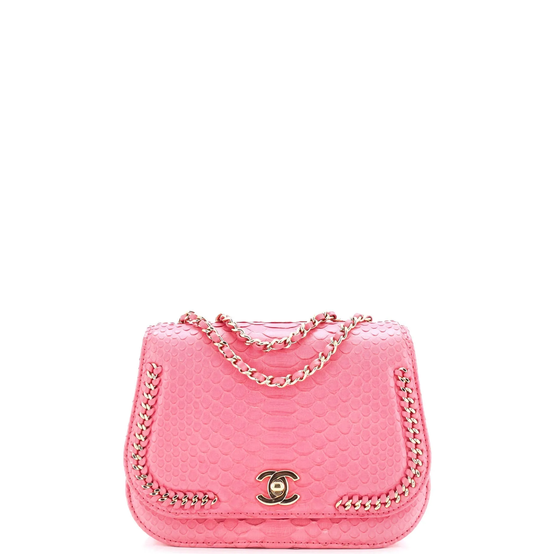 Braided Chic Flap Bag Python Small