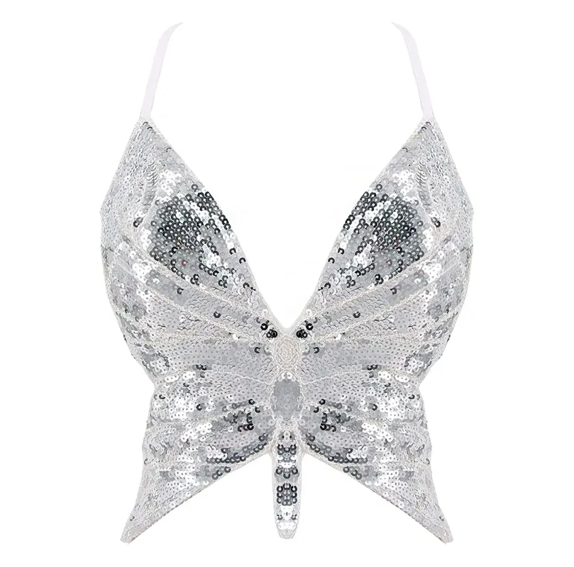 Butterfly sequin festival top