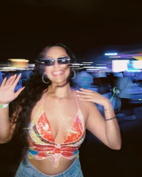 Butterfly sequin festival top