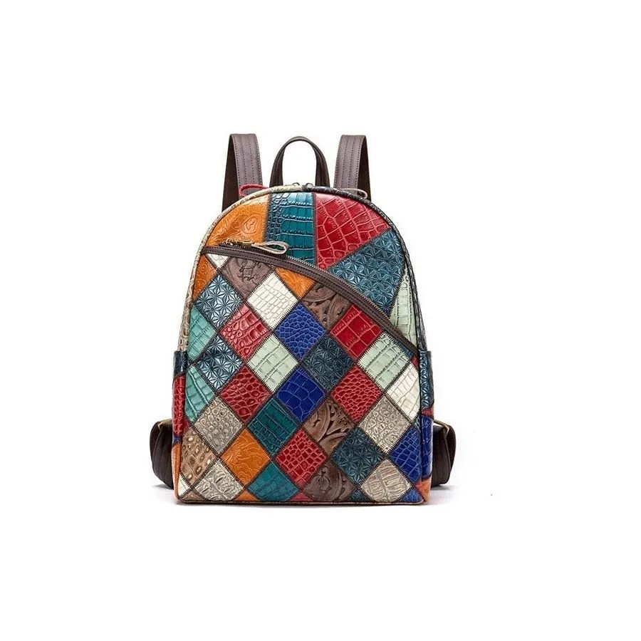 CrocLuxe Exotic Leather Zipper Travel Backpack