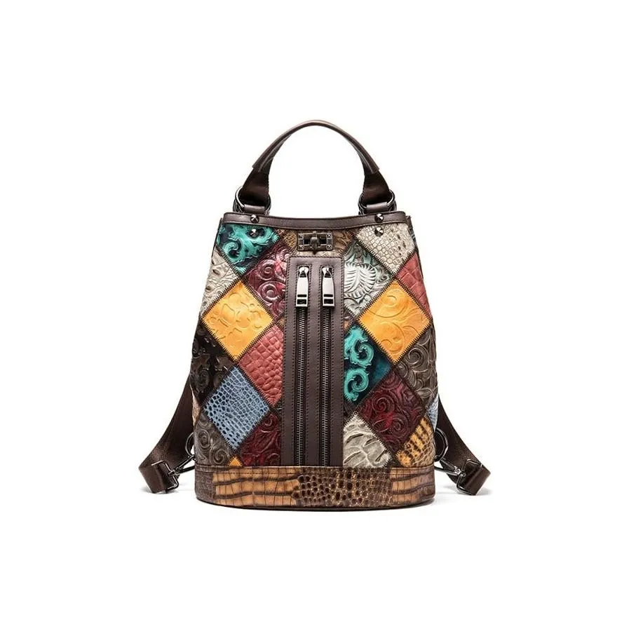 CrocLuxe Exotic Leather Zipper Travel Backpack