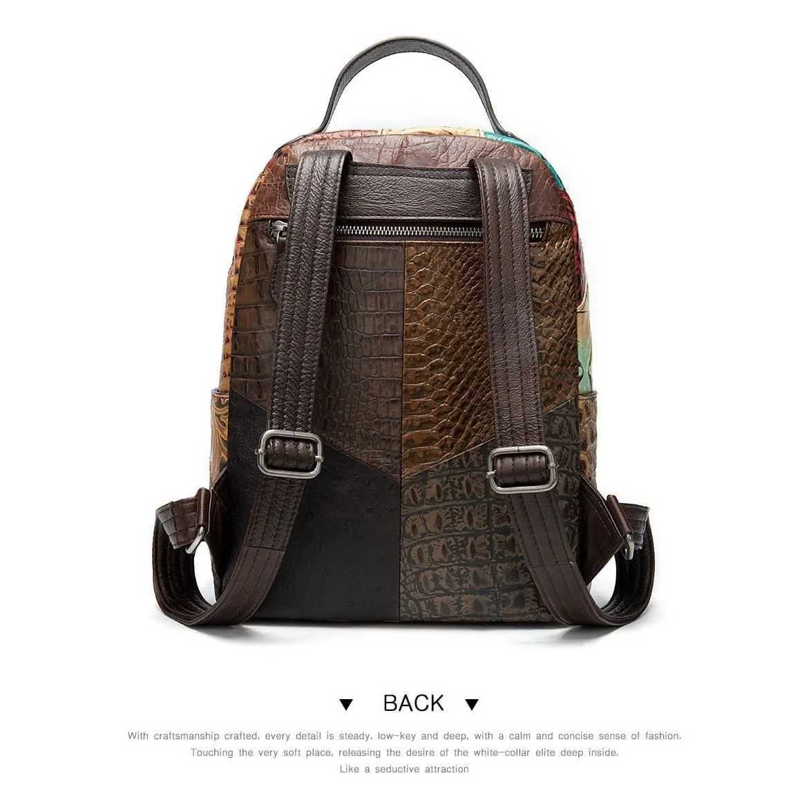 CrocLuxe Exotic Leather Zipper Travel Backpack