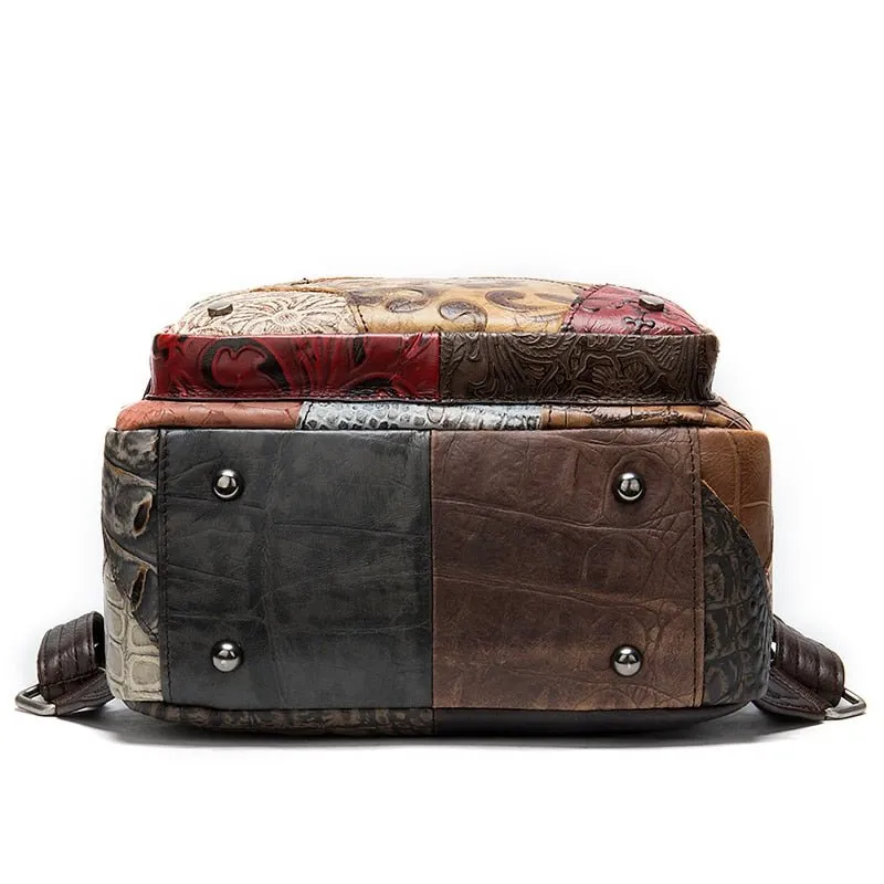 CrocLuxe Exotic Leather Zipper Travel Backpack
