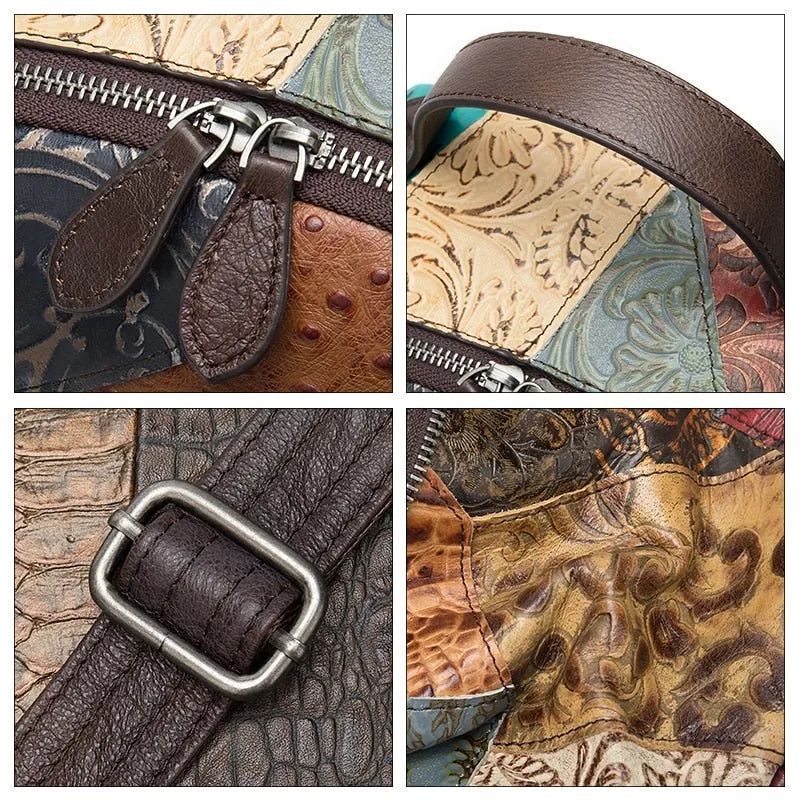 CrocLuxe Exotic Leather Zipper Travel Backpack