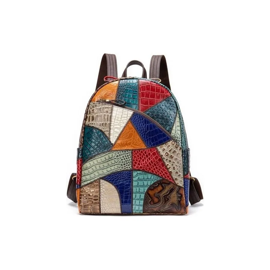 CrocLuxe Exotic Leather Zipper Travel Backpack