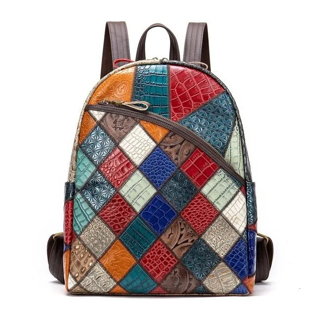 CrocLuxe Exotic Leather Zipper Travel Backpack