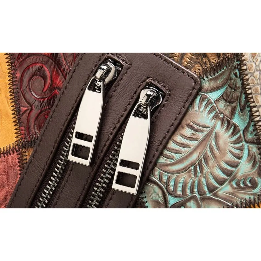 CrocLuxe Exotic Leather Zipper Travel Backpack
