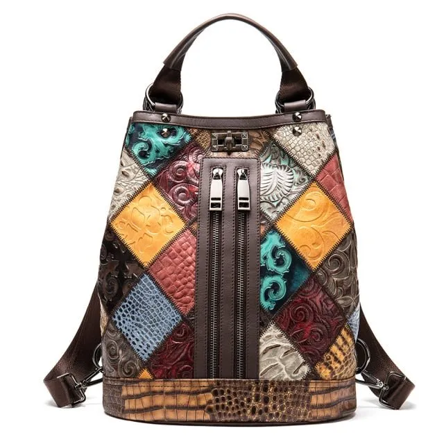 CrocLuxe Exotic Leather Zipper Travel Backpack