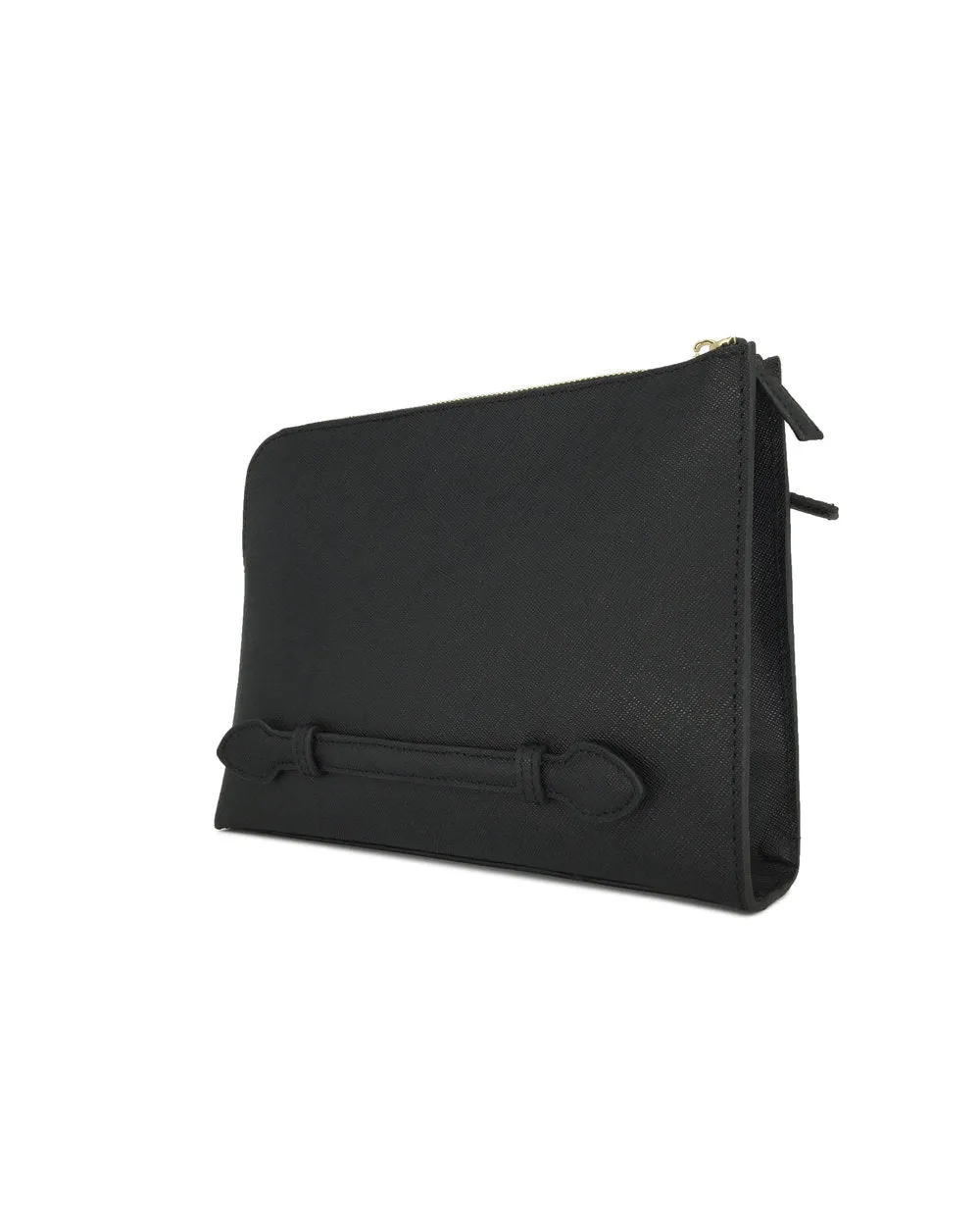 Double-Zip Saffiano Leather Clutch