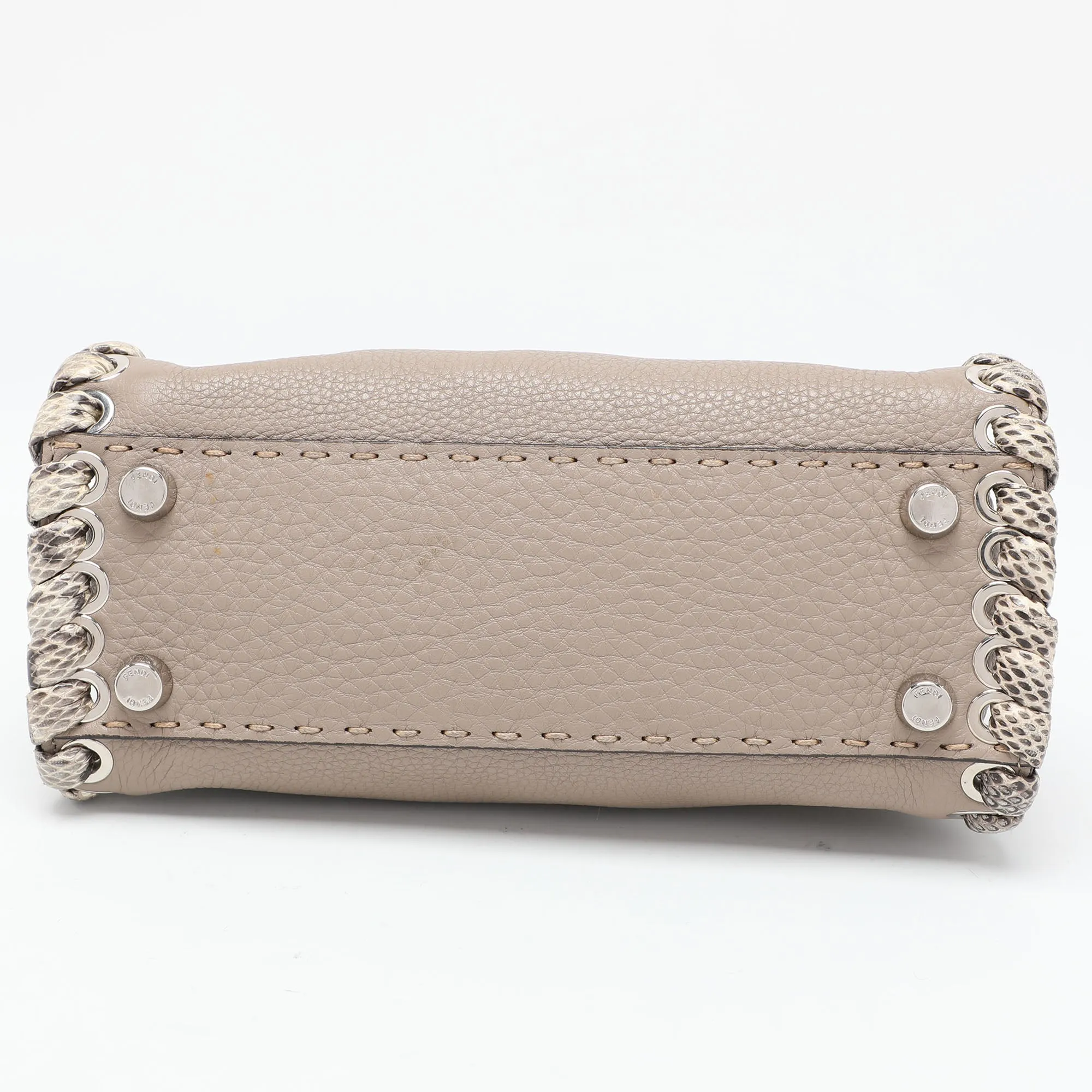 Fendi Beige Selleria Leather Mini Peekaboo Top Handle Bag..