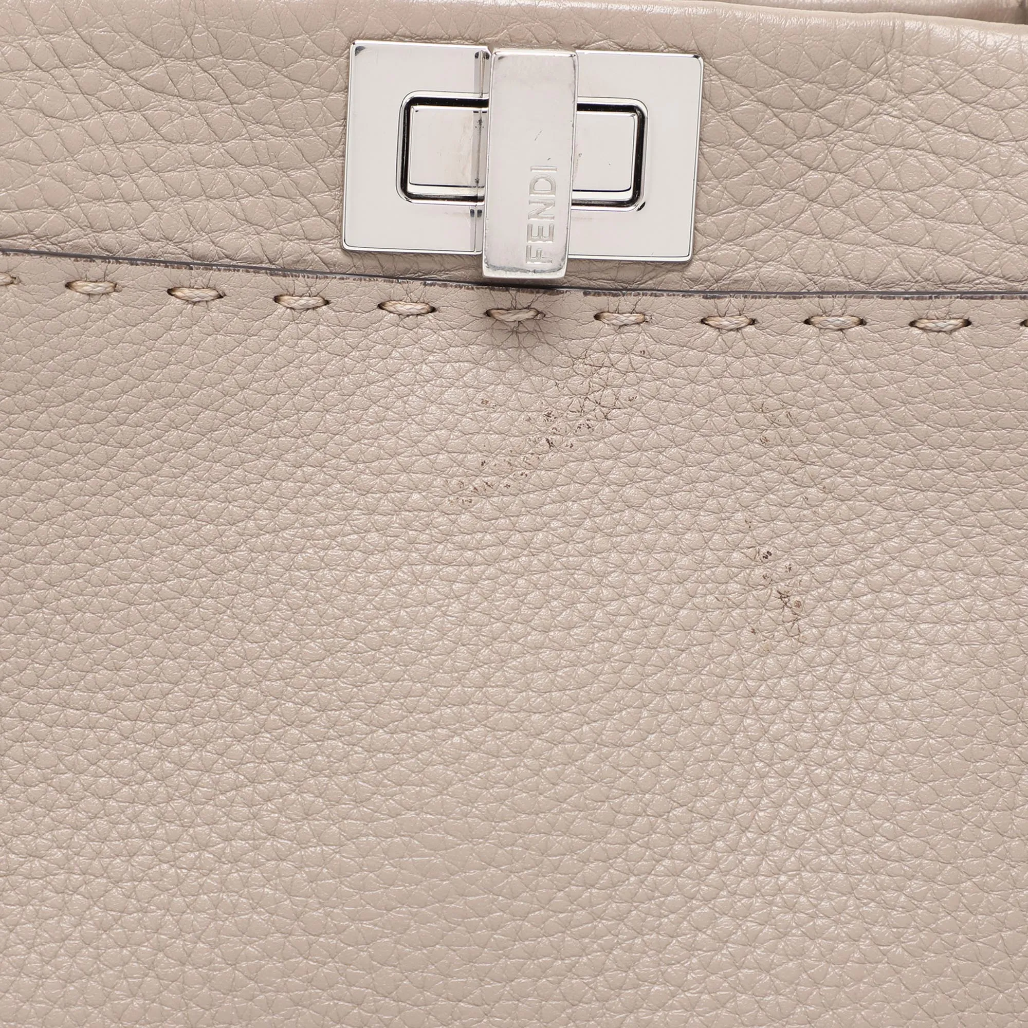 Fendi Beige Selleria Leather Mini Peekaboo Top Handle Bag..
