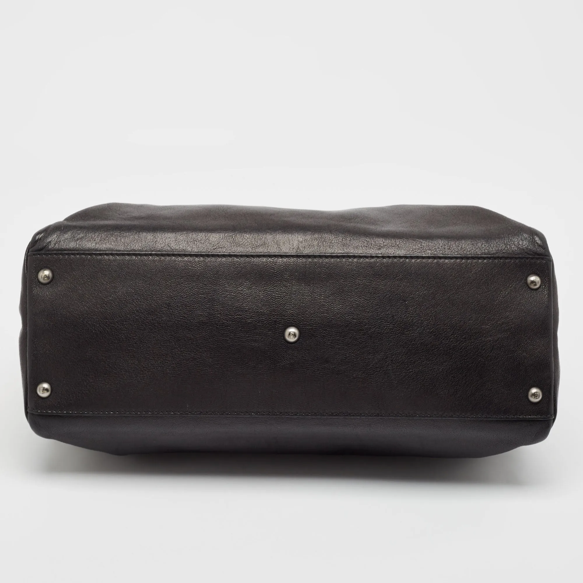 Fendi Black Leather Large Peekaboo Top Handle Bag