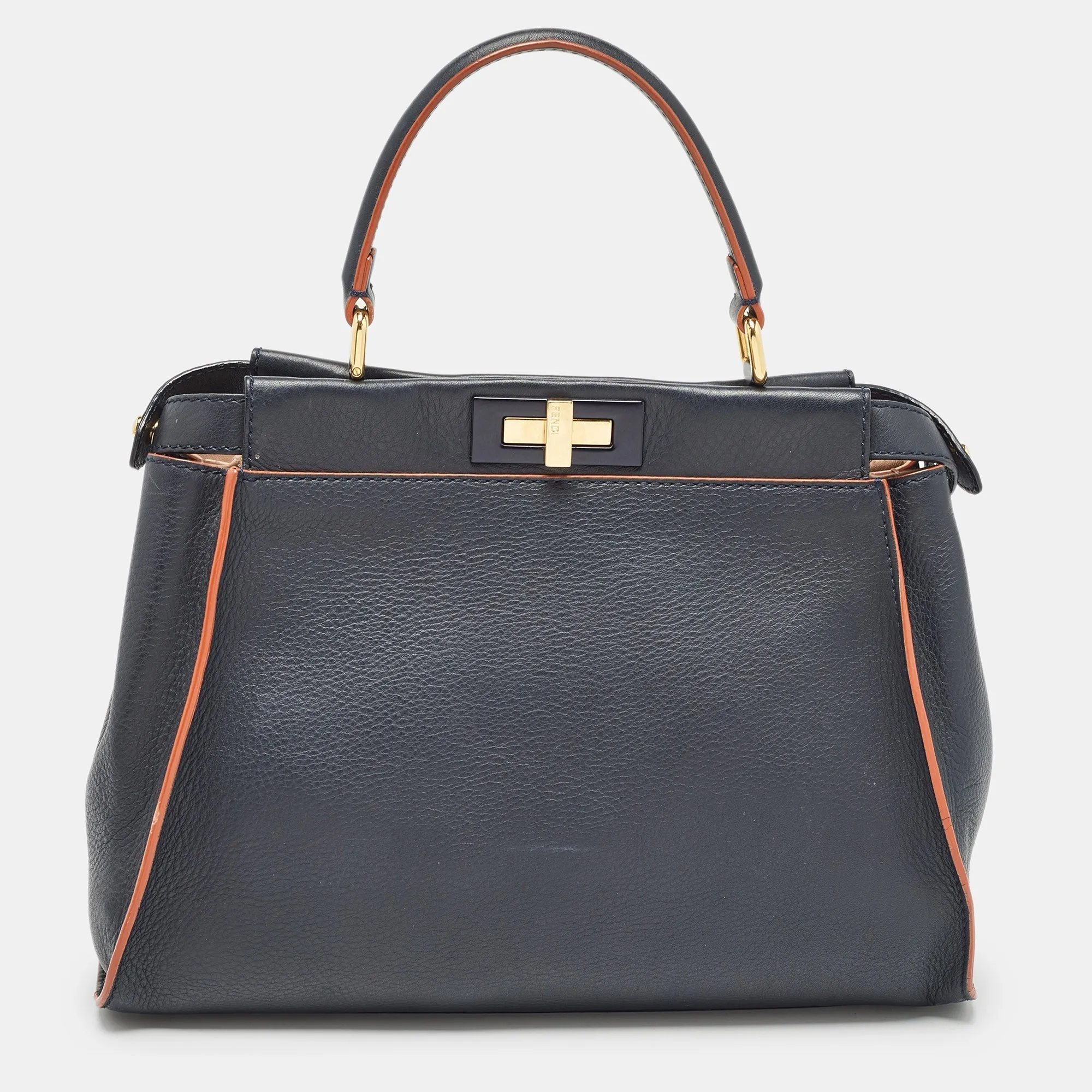 Fendi  Leather Medium Peekaboo Top Handle Bag