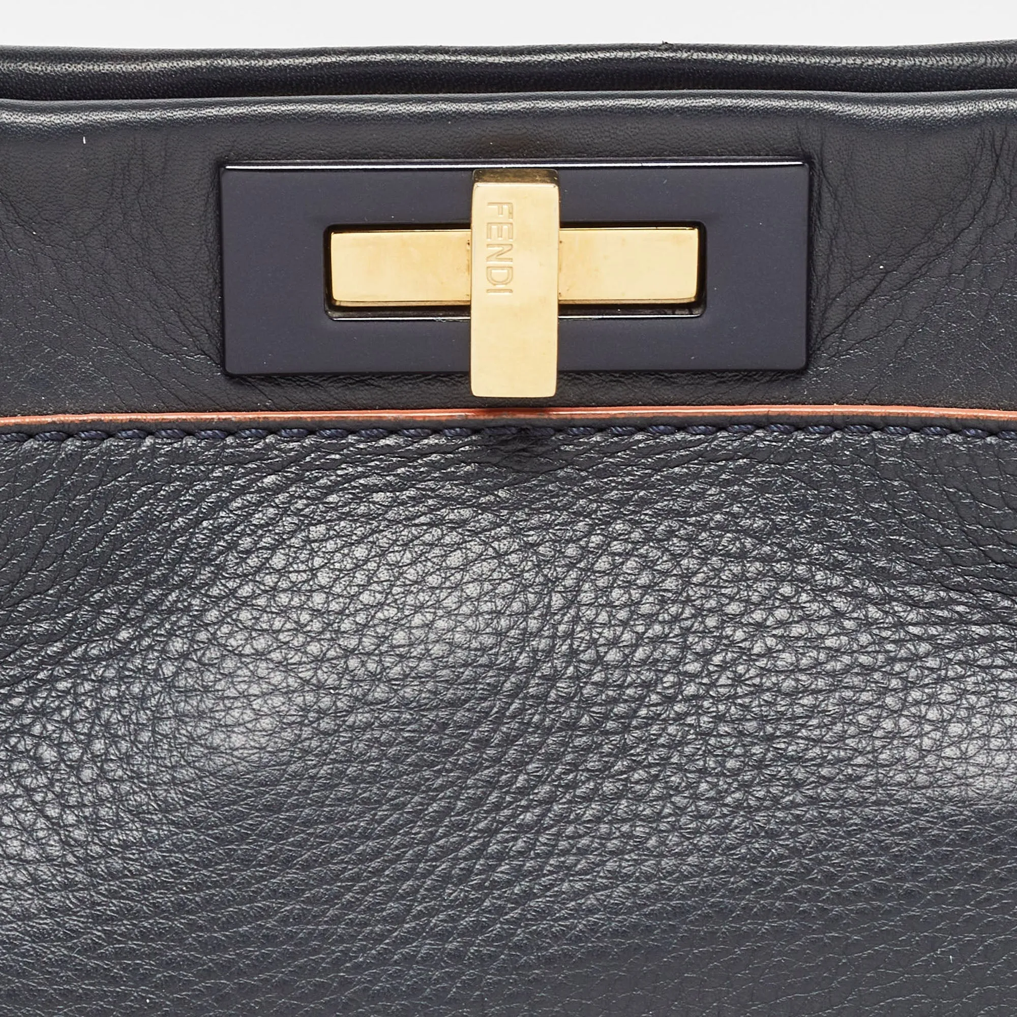 Fendi  Leather Medium Peekaboo Top Handle Bag