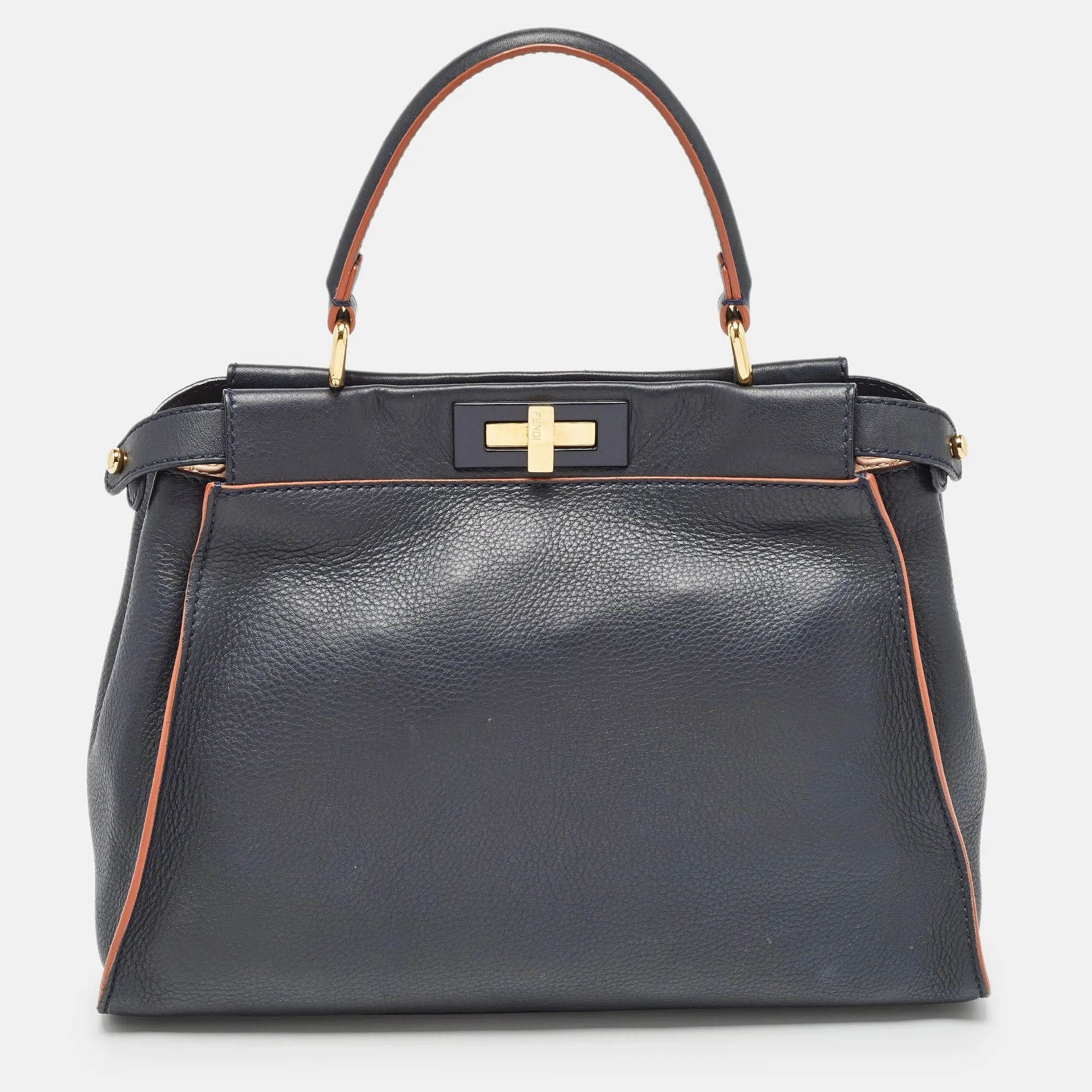 Fendi  Leather Medium Peekaboo Top Handle Bag