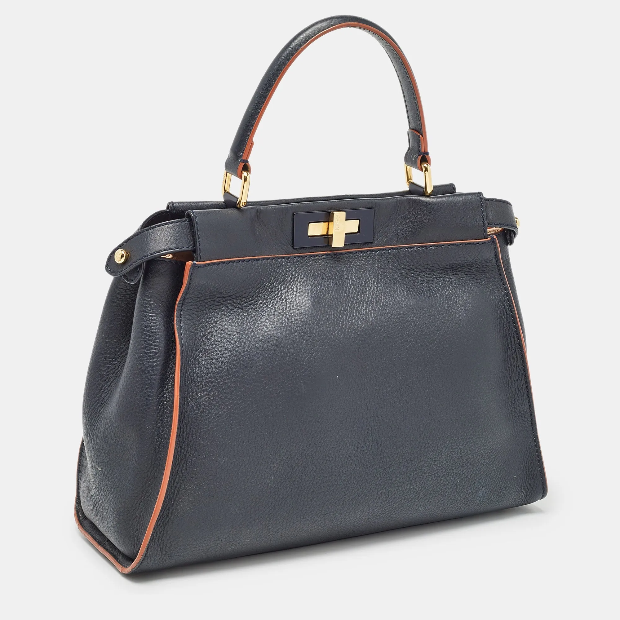 Fendi  Leather Medium Peekaboo Top Handle Bag
