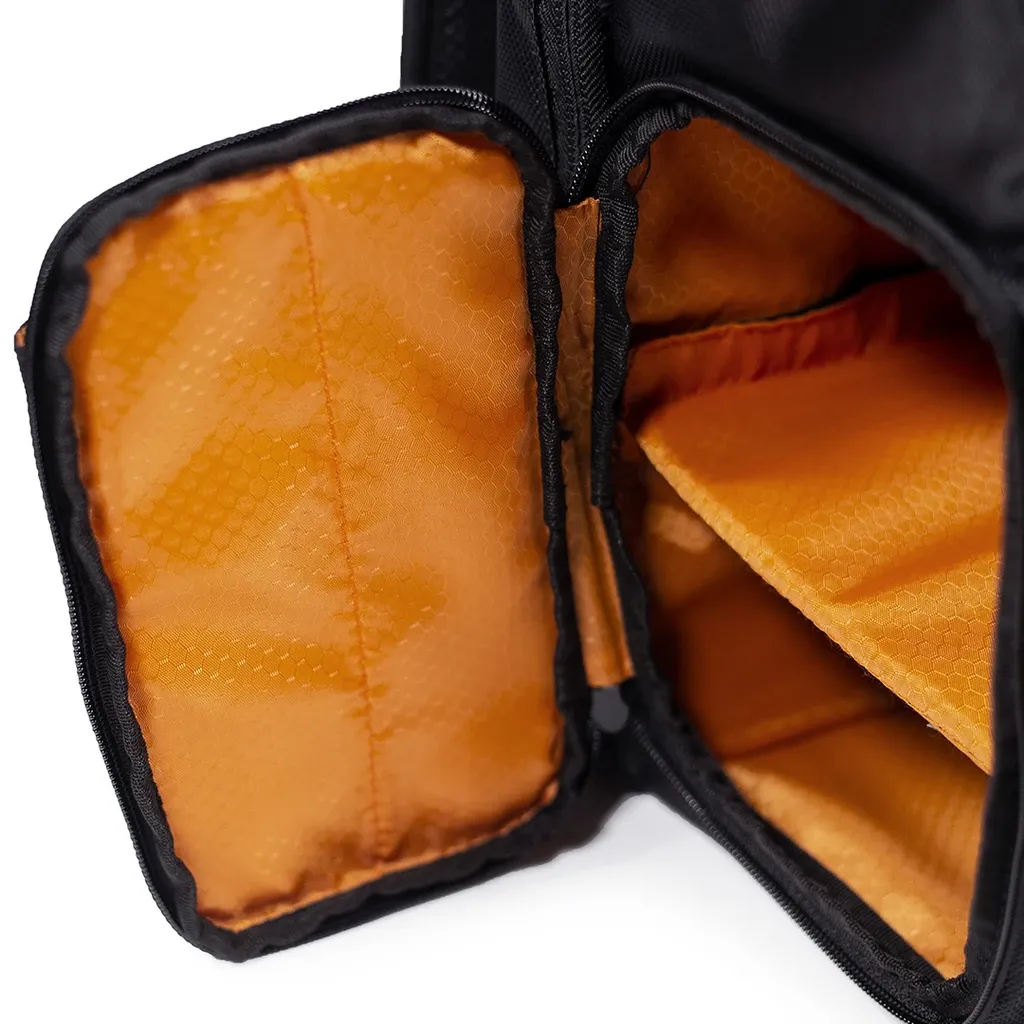 Gruv Club Bag Stealth Elite - Flight Smart Tech Backpack (Triple Black, Leather Trim)