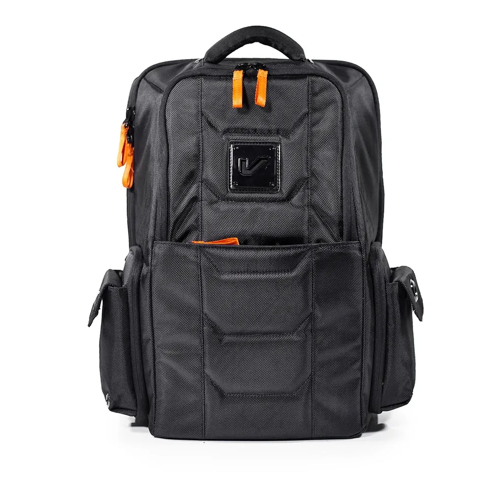 Gruv Club Bag Stealth Elite - Flight Smart Tech Backpack (Triple Black, Leather Trim)