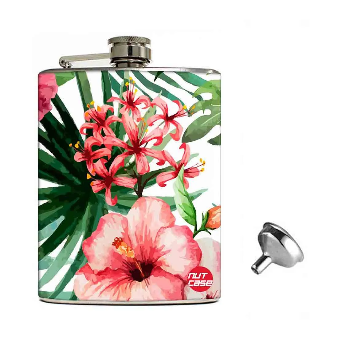 Hip Flask Gift Box -Hip Flask For Women - Hibiscus Leaves