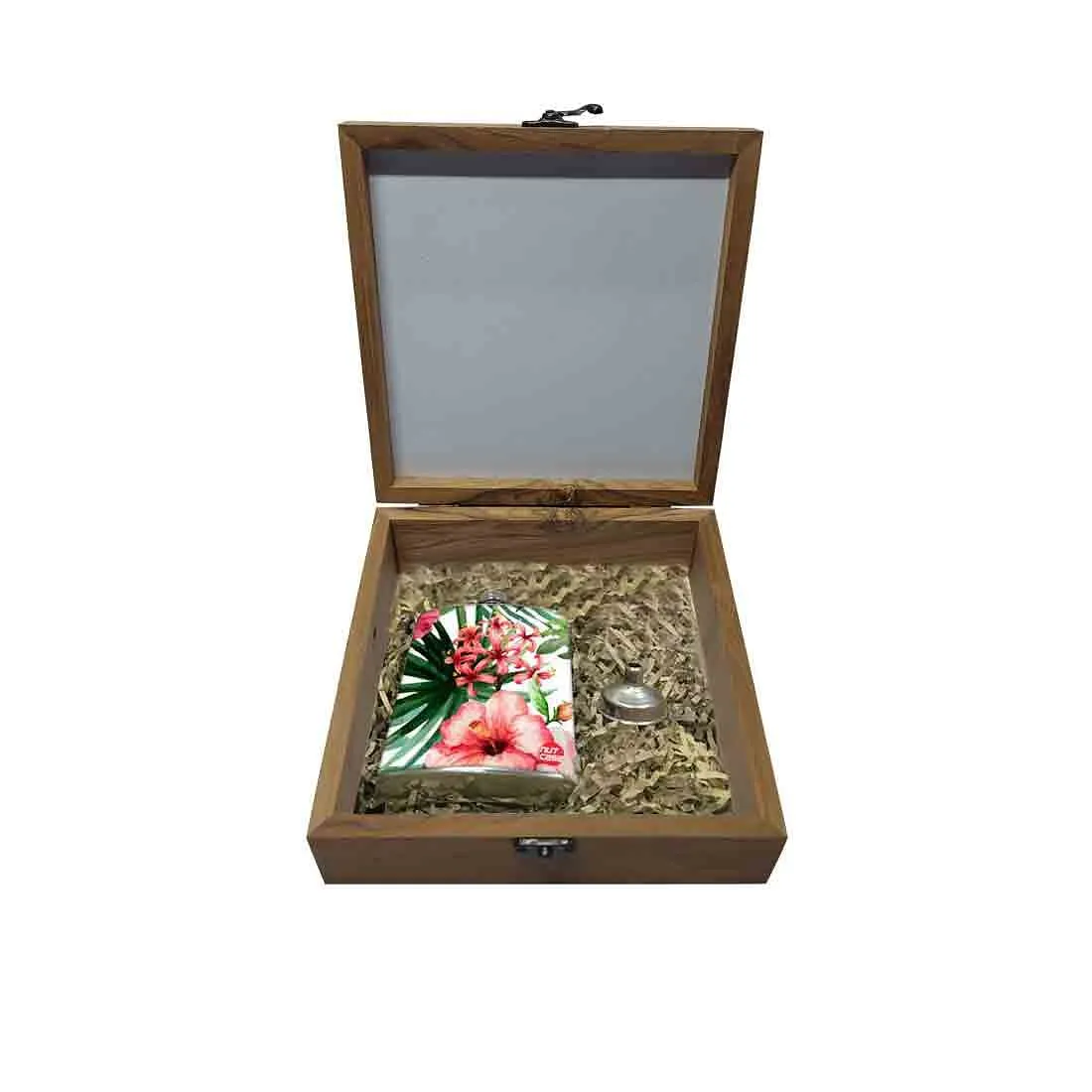 Hip Flask Gift Box -Hip Flask For Women - Hibiscus Leaves