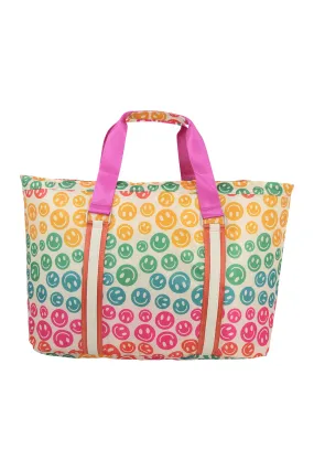 Katydid Boho Colorful Happy Face Smile All Over Large Travel Tote Bag
