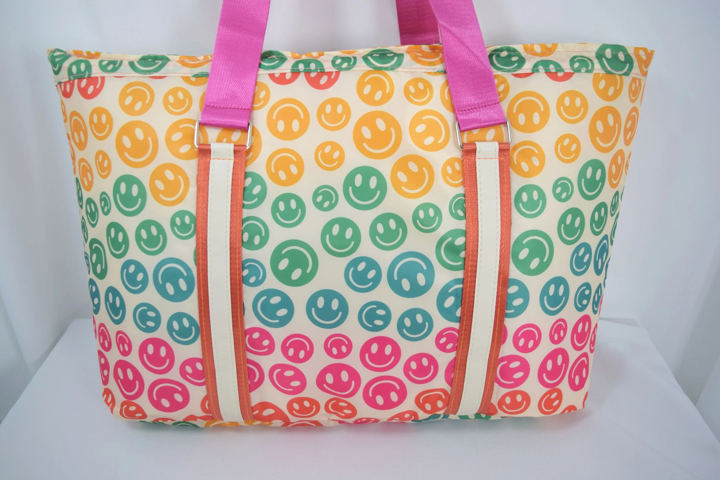 Katydid Boho Colorful Happy Face Smile All Over Large Travel Tote Bag