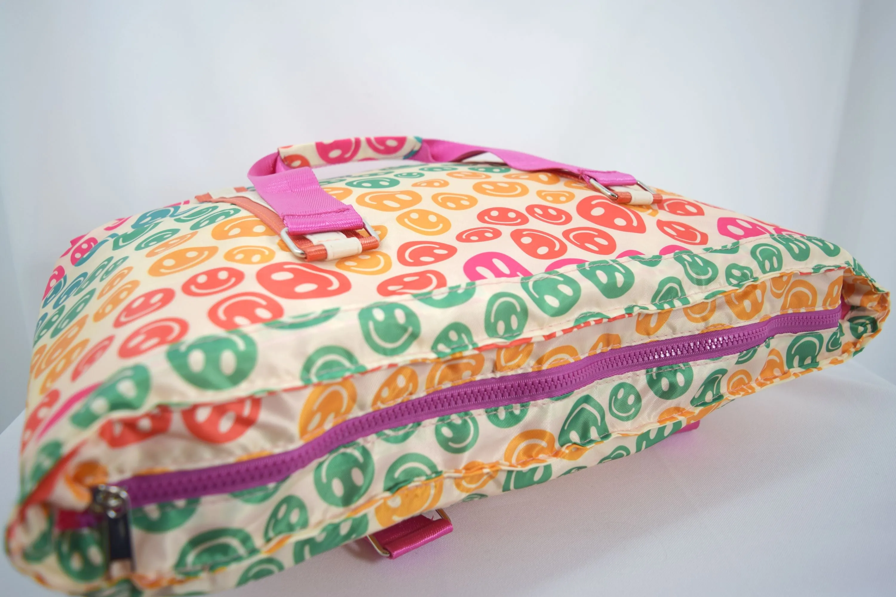 Katydid Boho Colorful Happy Face Smile All Over Large Travel Tote Bag