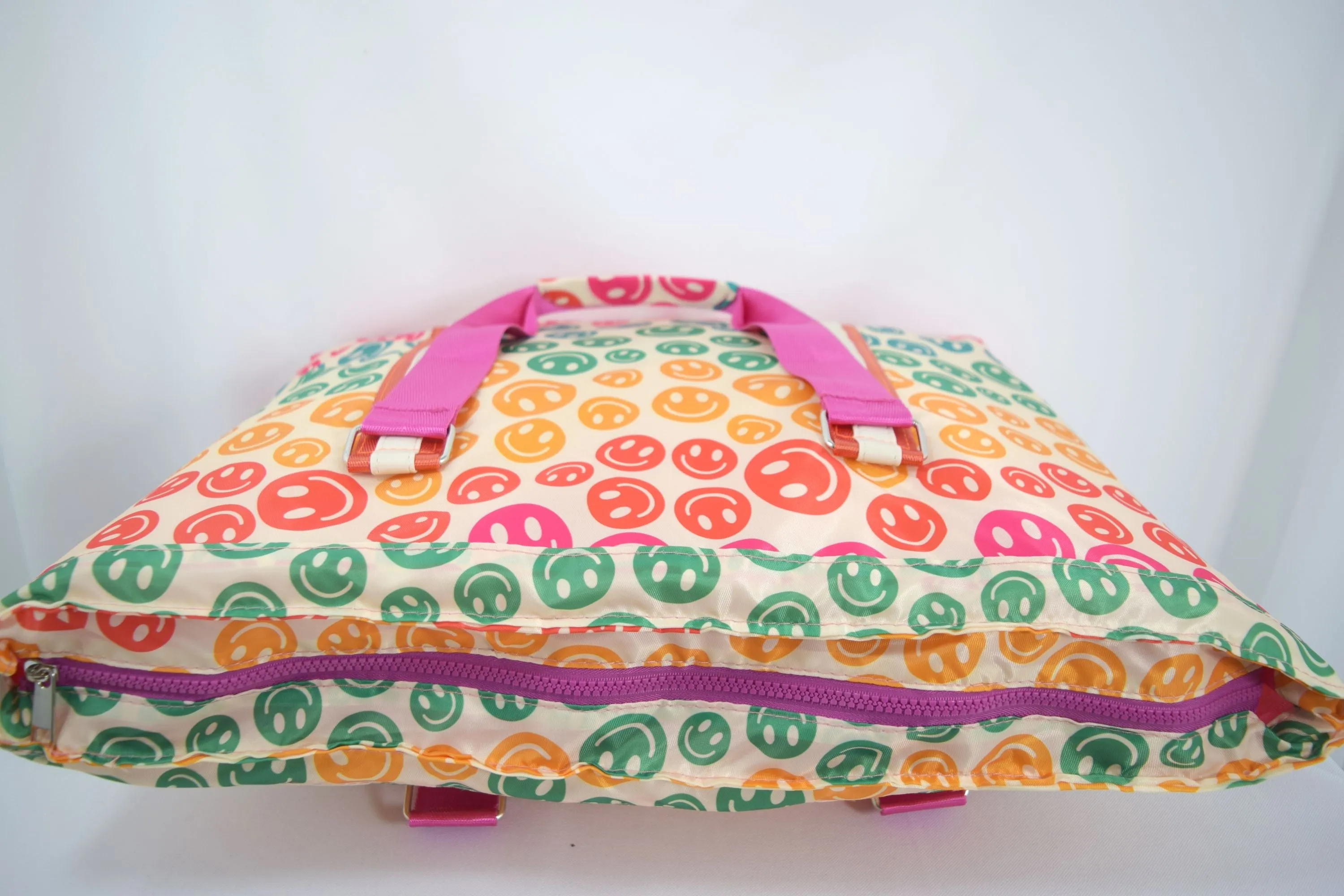 Katydid Boho Colorful Happy Face Smile All Over Large Travel Tote Bag