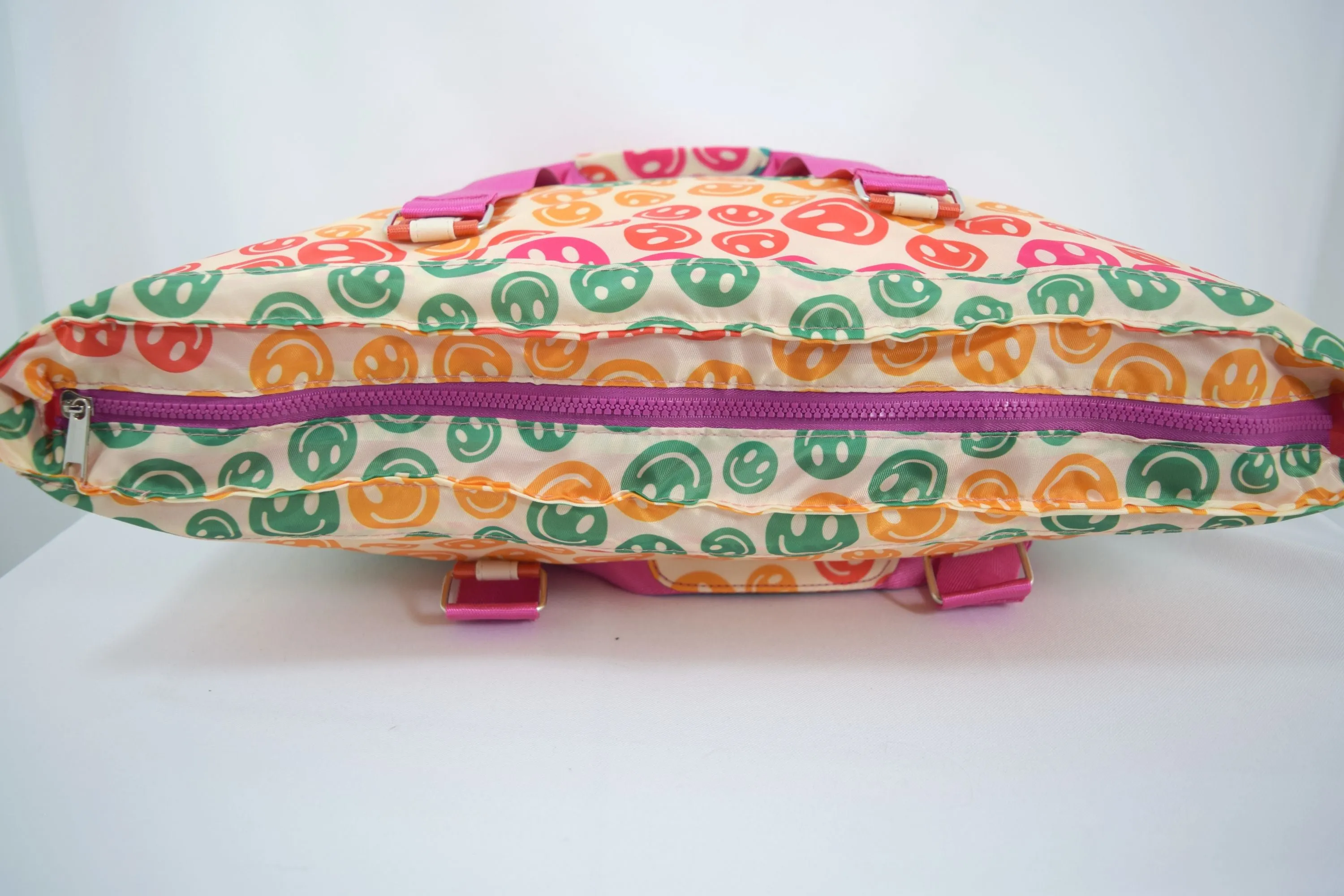 Katydid Boho Colorful Happy Face Smile All Over Large Travel Tote Bag