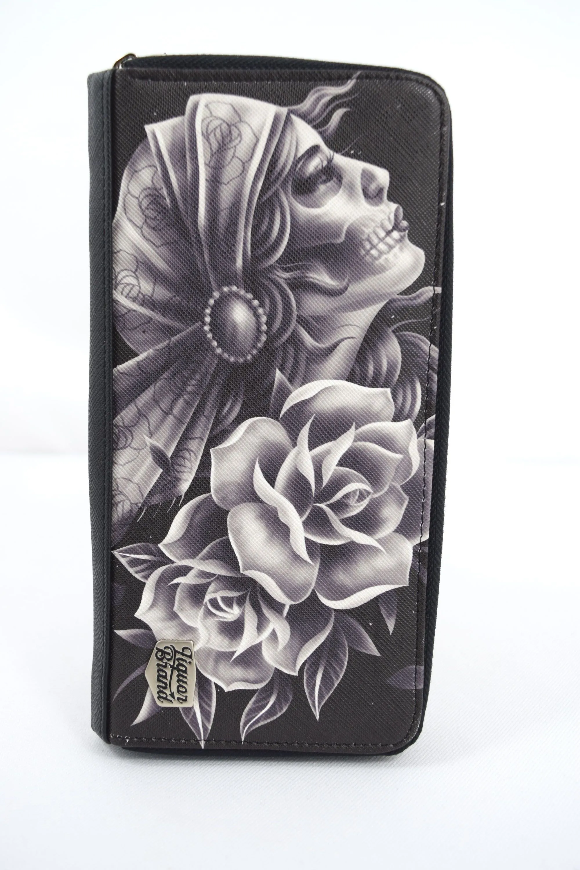 Liquorbrand Gypsy Fortune Sugar Skull zip around clutch Wallet