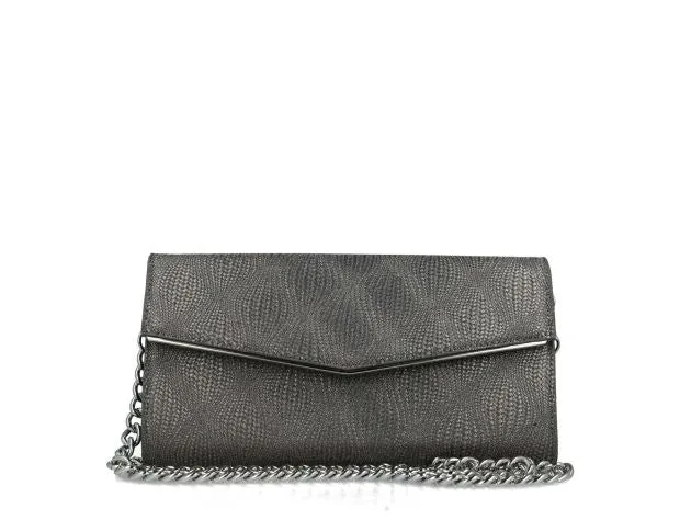 Menbur Taupe Metallic Clutch Bag