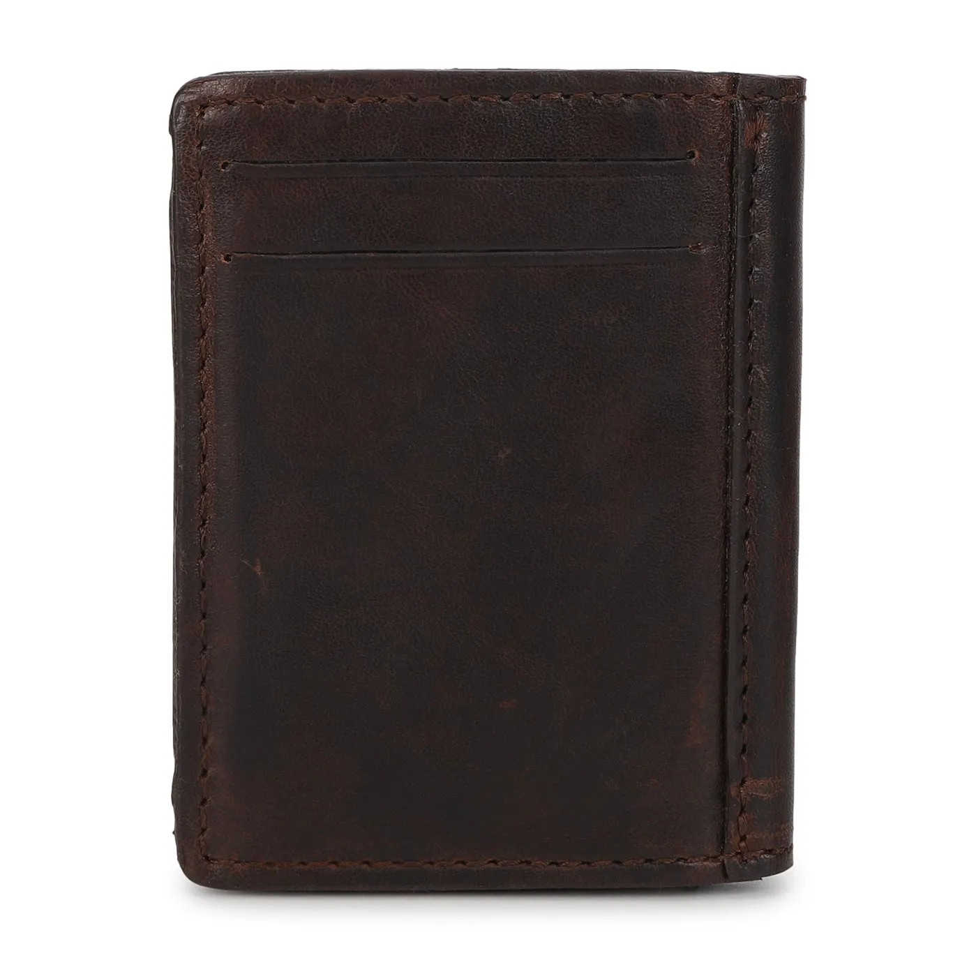 Men's Brown Brand Logo Mechanical Card Wallet