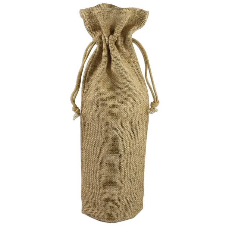 Natural Jute Burlap Wine Gift Bags, 5 Pack