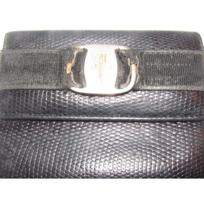 Salvatore Ferragamo Blue Textured Leather Vintage Wallet