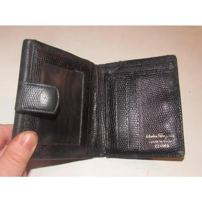 Salvatore Ferragamo Blue Textured Leather Vintage Wallet