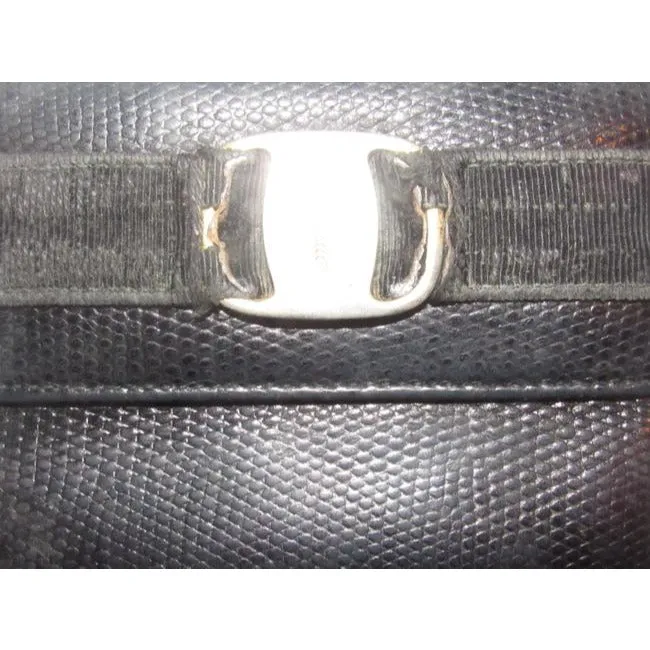 Salvatore Ferragamo Blue Textured Leather Vintage Wallet