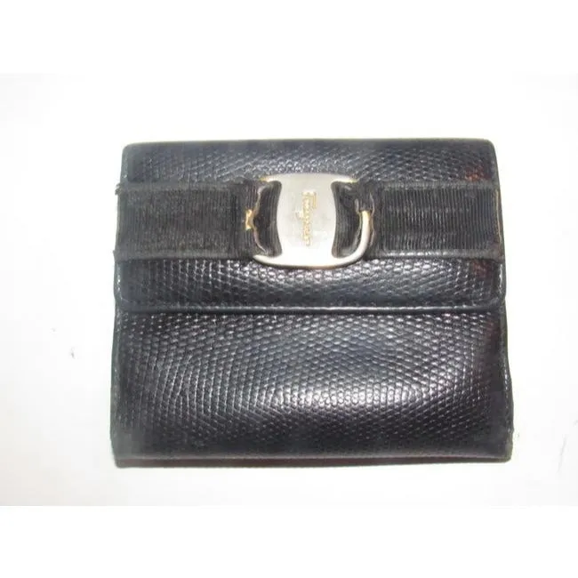 Salvatore Ferragamo Blue Textured Leather Vintage Wallet
