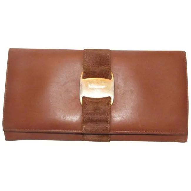 Salvatore Ferragamo Chestnut Brown Smooth Leather Vintage Wallet