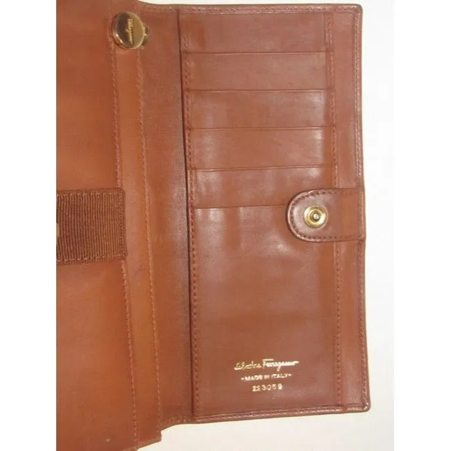 Salvatore Ferragamo Chestnut Brown Smooth Leather Vintage Wallet