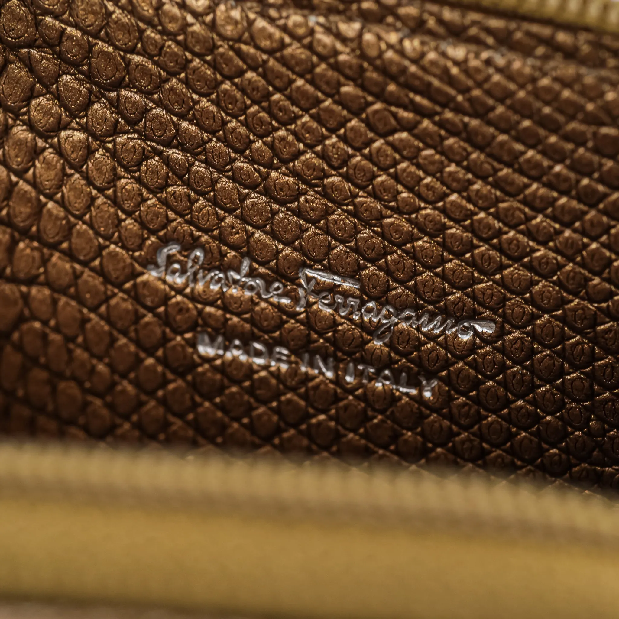 SALVATORE FERRAGAMO Coin Pouch - Gold Lizard