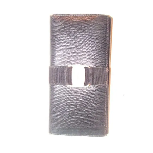 Salvatore Ferragamo Navy Blue Textured Leather Vintage Vara Bi Fold Wallet