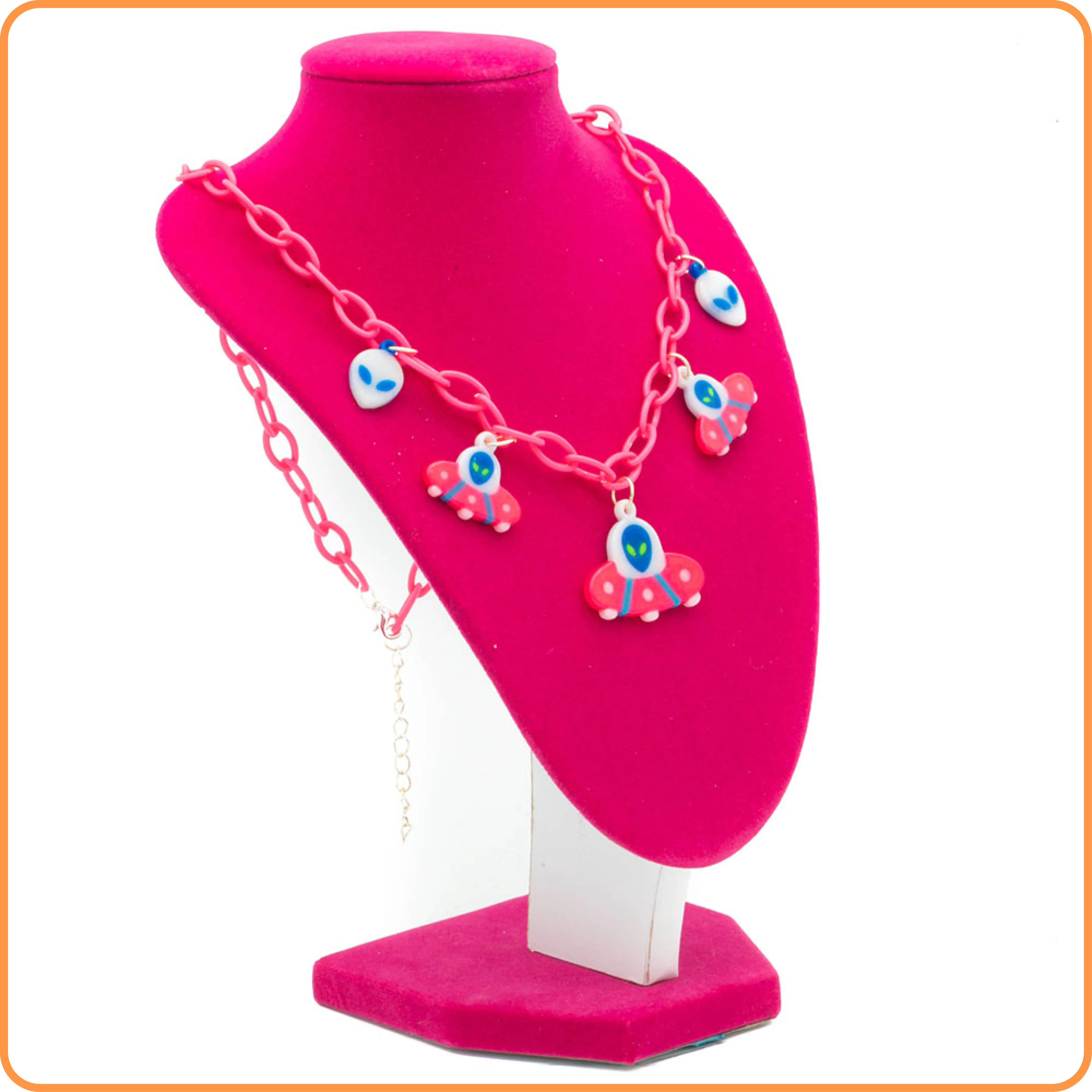 SpaceShip With Aliens Necklace