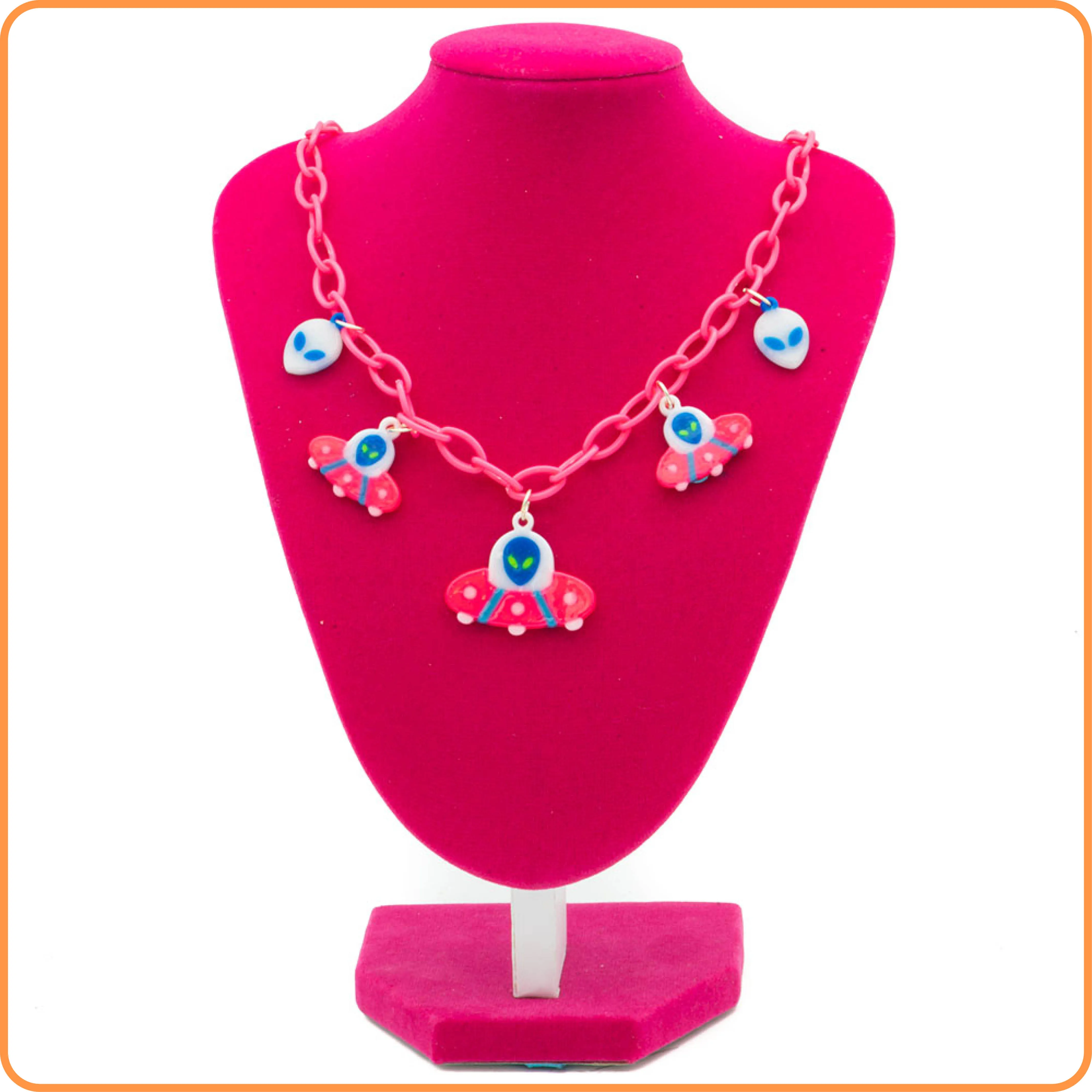 SpaceShip With Aliens Necklace