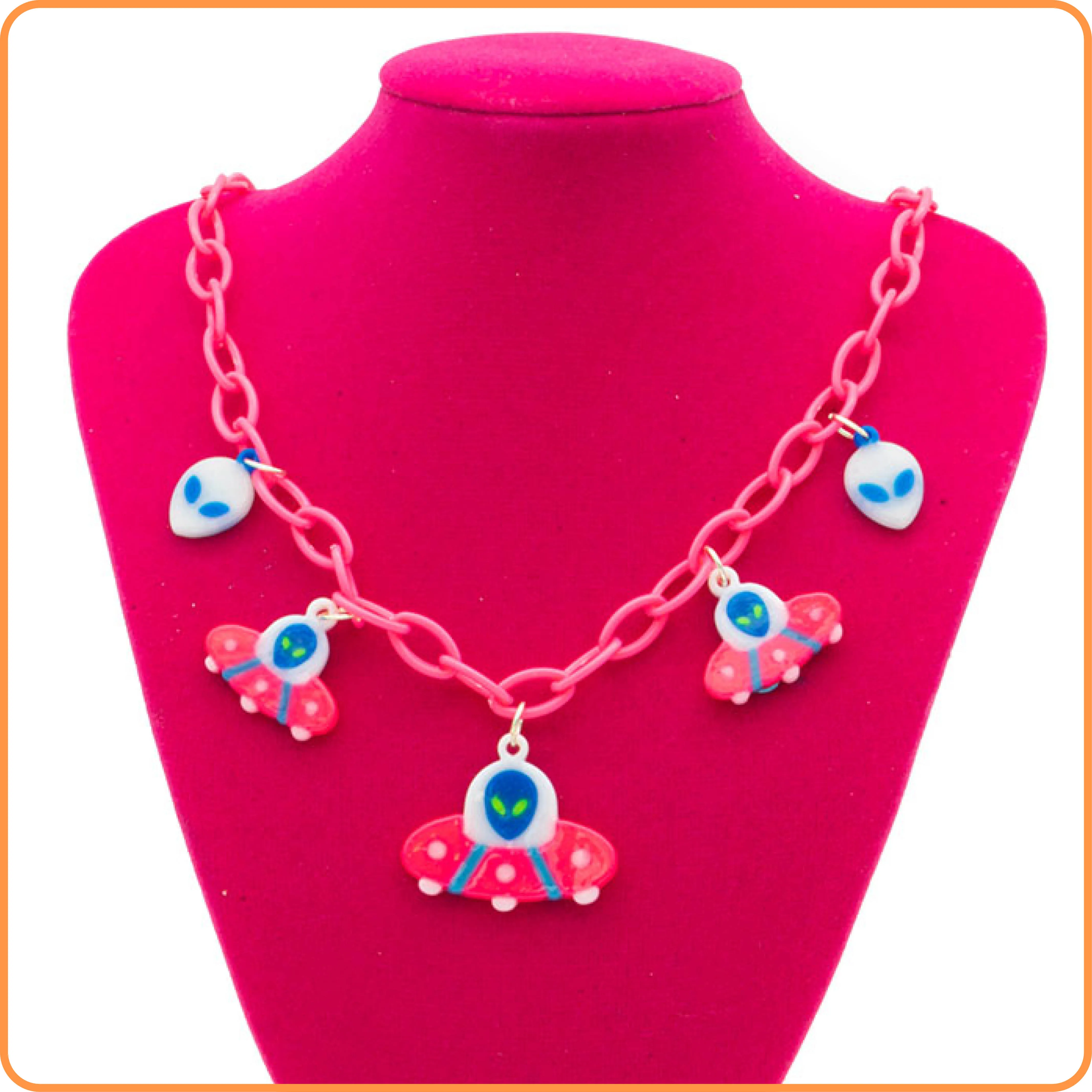 SpaceShip With Aliens Necklace